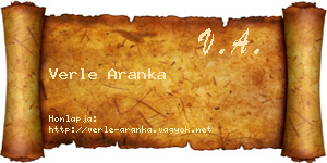 Verle Aranka névjegykártya